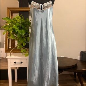 Halston Vintage Blue Satin Nightgown